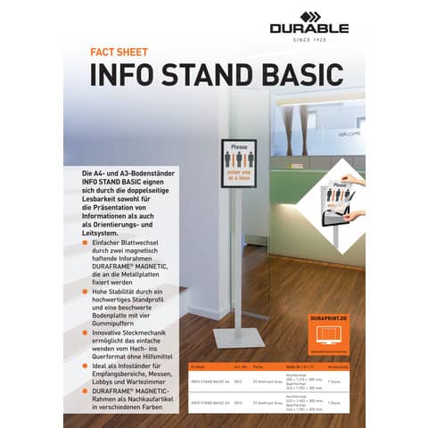 Espositore da pavimento INFO STAND BASIC antracite Durable A3 5013-57